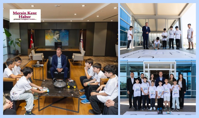 MERCAN ROBOTİK TAKIMI ÖĞRENCİLERİ, BAŞKAN SEÇER’İ ZİYARET ETTİ