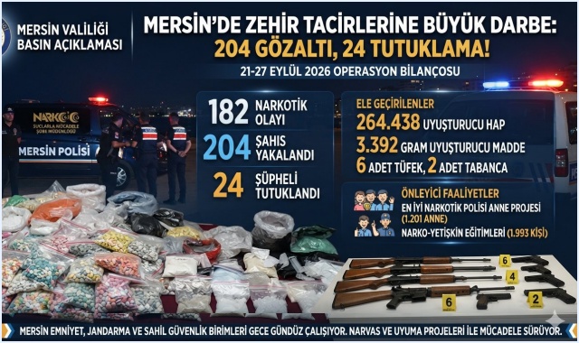Mersin'de Zehir Tacirlerine Büyük Darbe: 204 Gözaltı, 24 Tutuklama!