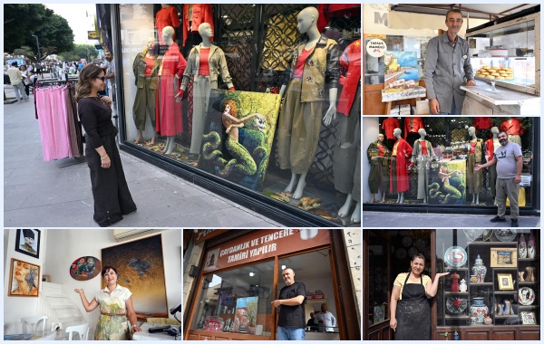 TARSUS'TA VİTRİNLERİNDE TABLOLAR DİKKAT ÇEKİYOR